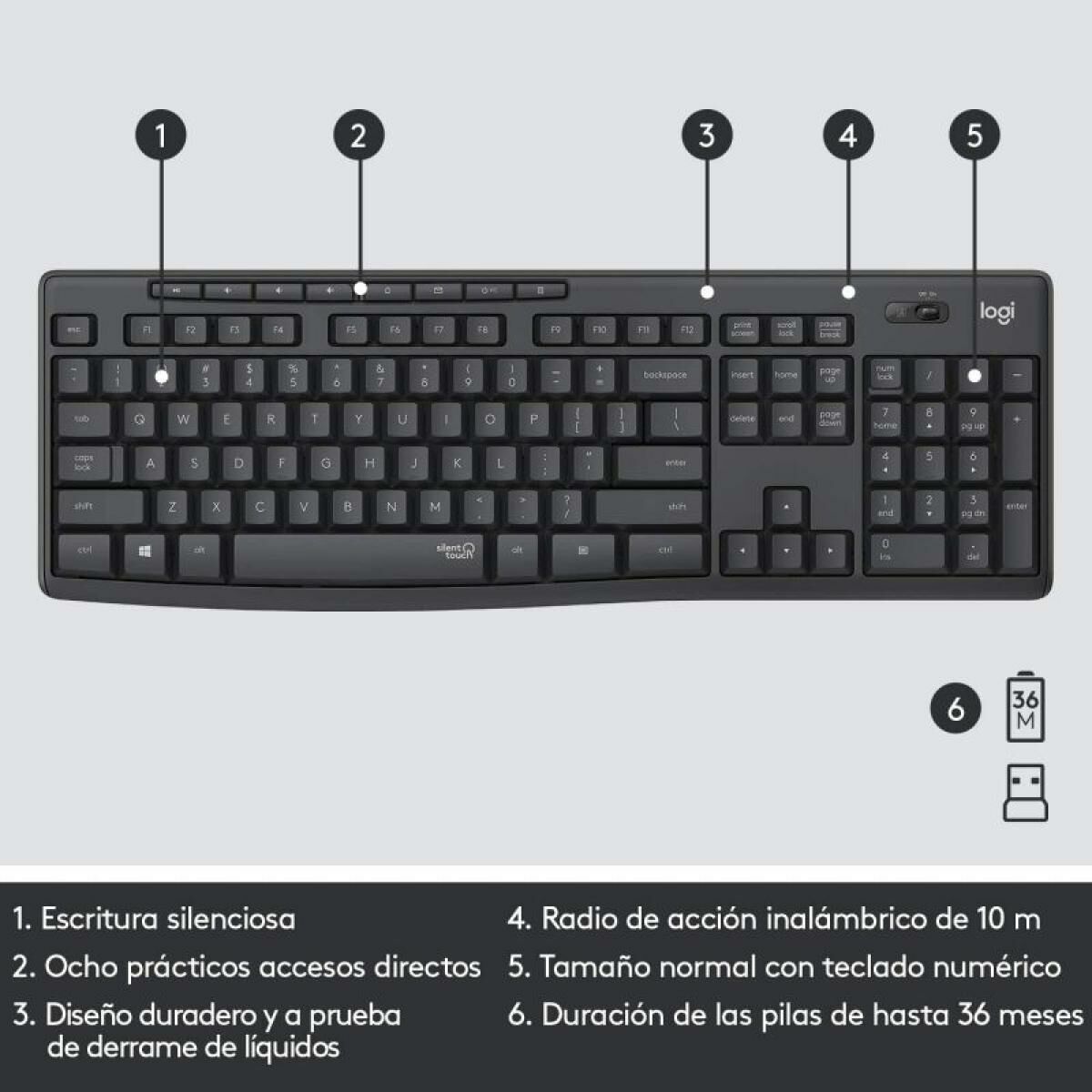 Tastatură și Mouse Fără Fir Logitech MK295 Gri Qwerty Spaniolă