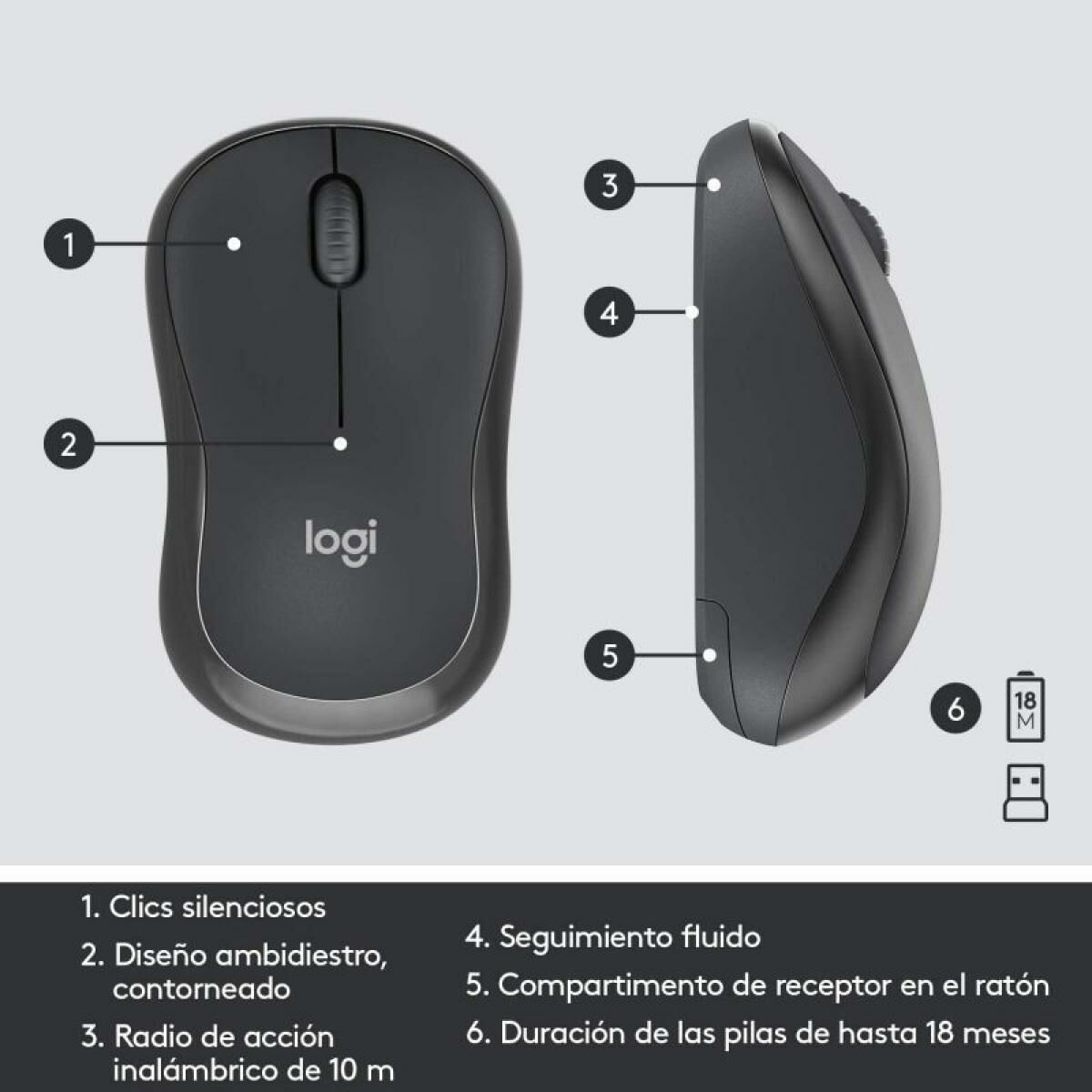 Tastatură și Mouse Fără Fir Logitech MK295 Gri Qwerty Spaniolă