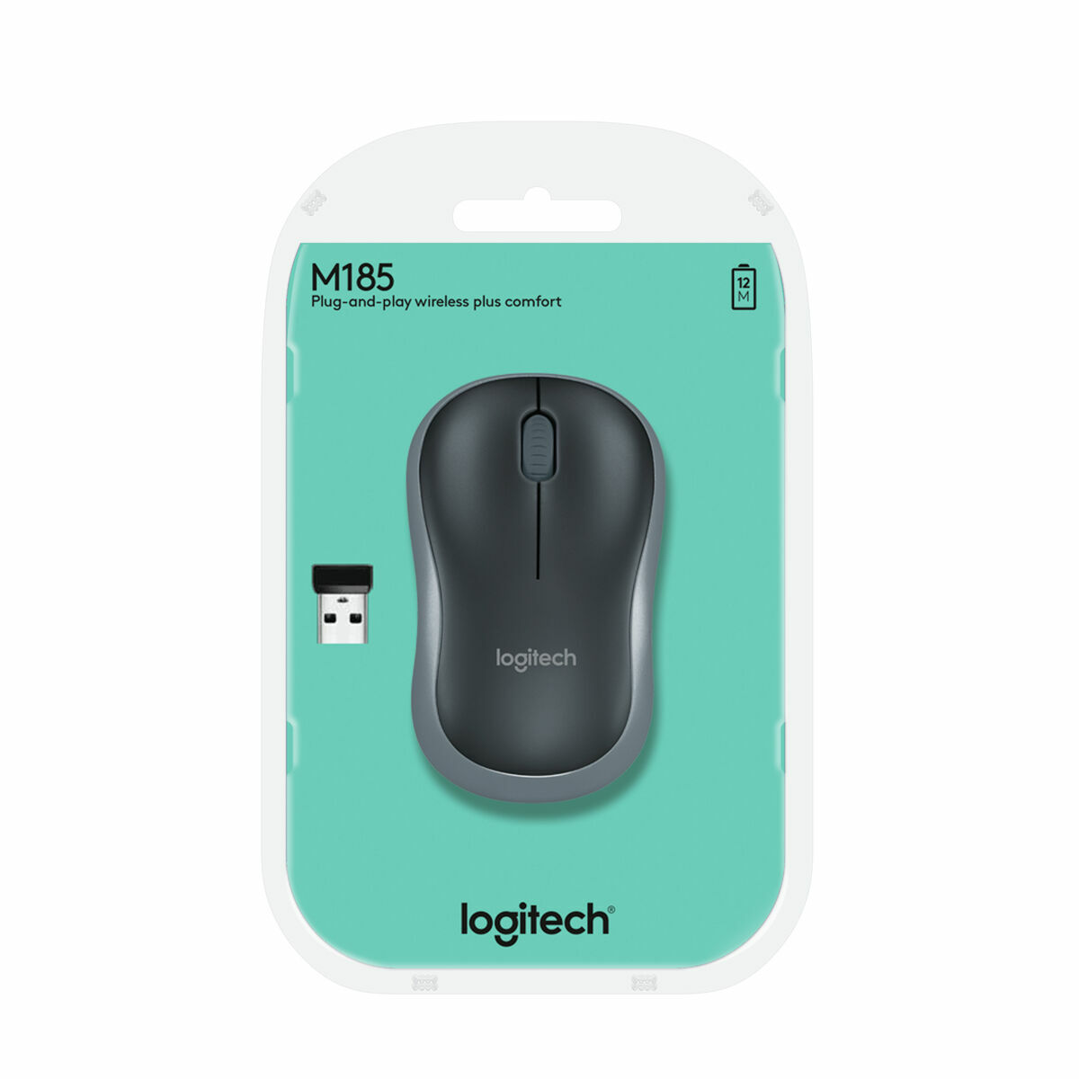 Mouse Fără Fir Logitech LGT-M185G Negru Gri 1000 dpi