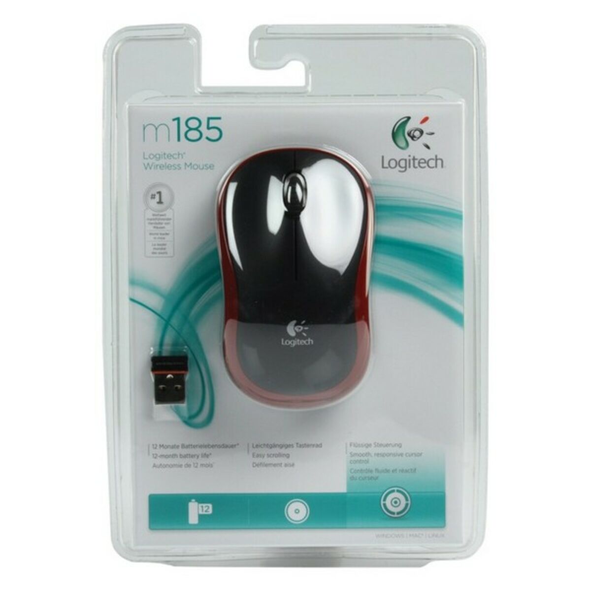 Mouse Fără Fir Optic Logitech LGT-M185R Roșu 1000 dpi
