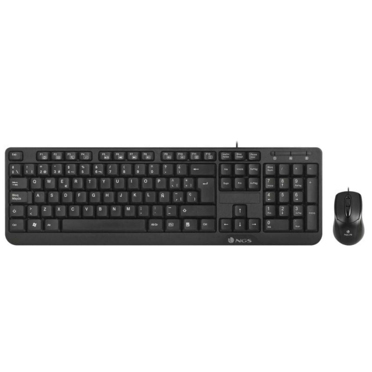 Tastatură și Mouse Optic NGS Cocoa Kit Cocoa Kit Negru Qwerty Spaniolă