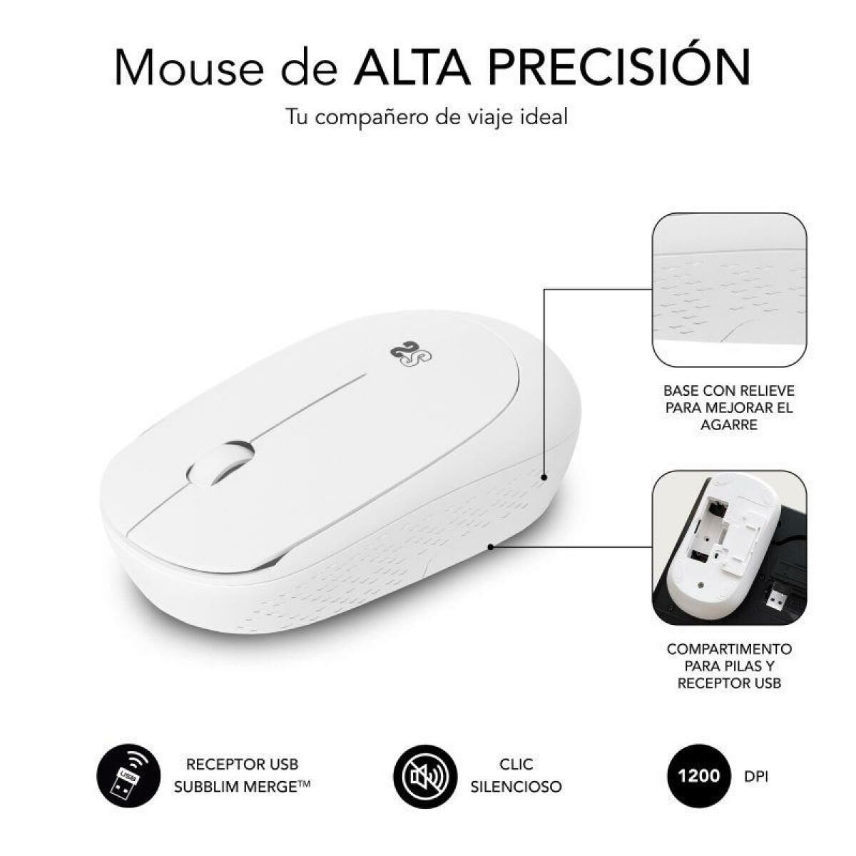 Mouse Subblim SUBMO-B2SW011 Alb 1200 DPI