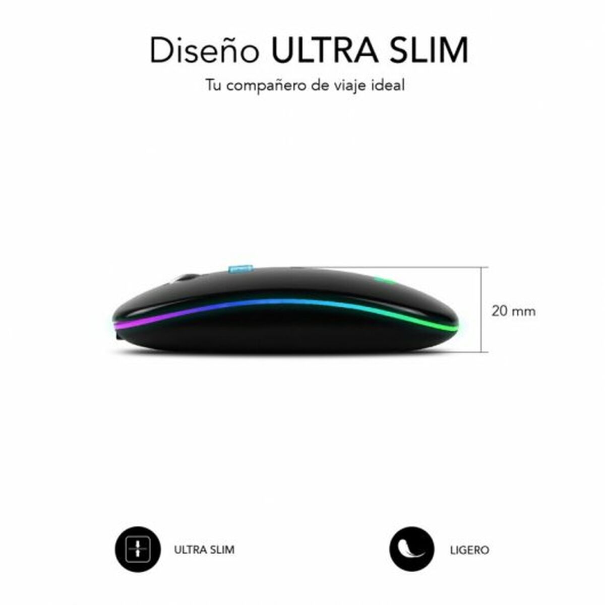 Mouse Subblim SUBMO-LDFLAT1 1600 dpi Negru