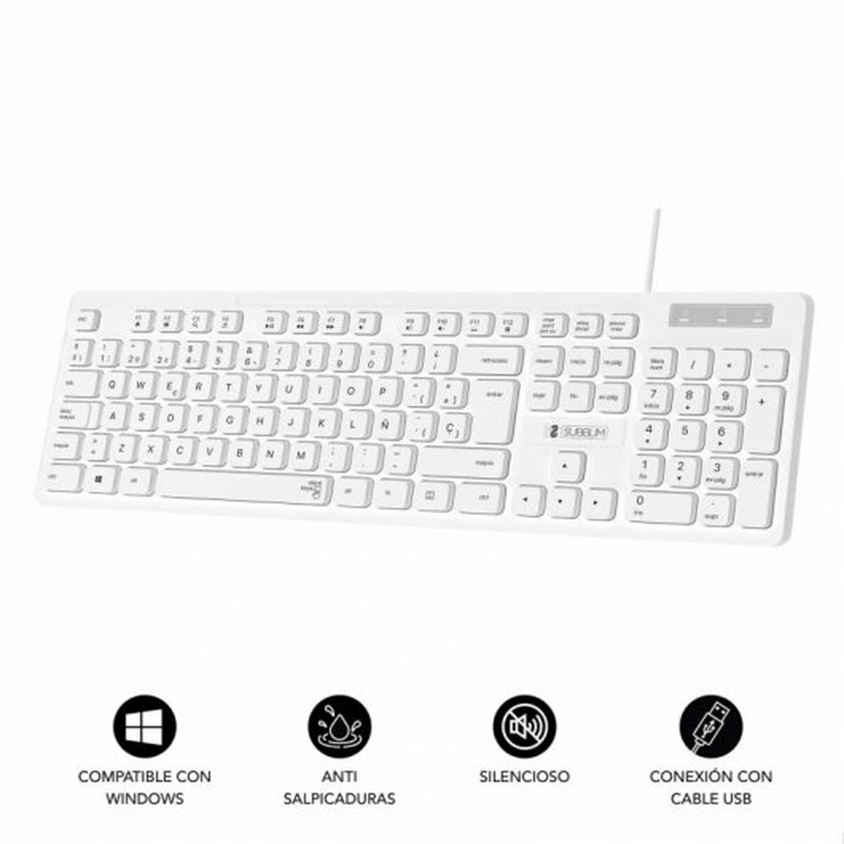 Tastatură Subblim SUBKBC-0SSK51 Alb Qwerty Spaniolă