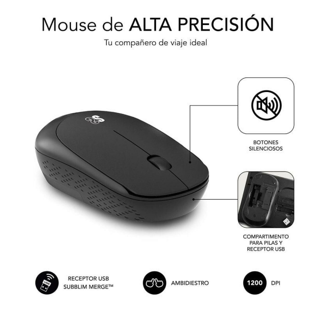 Tastatură și Mouse Fără Fir Subblim SUBKBC-CSSW10 Negru Qwerty Spaniolă QWERTY