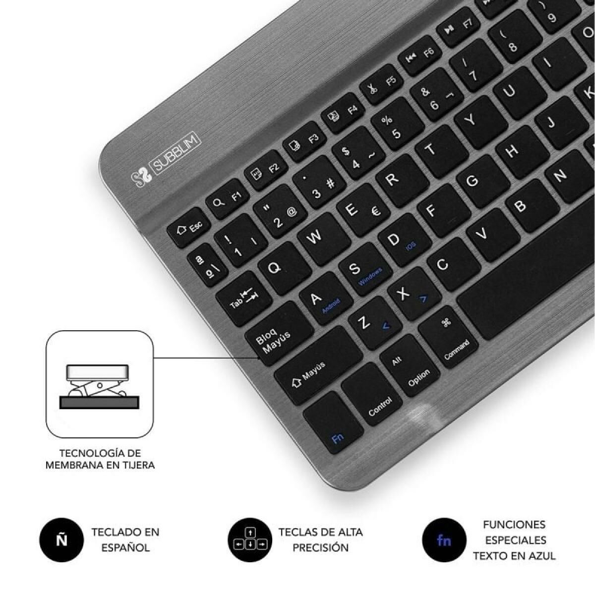 Tastatură Subblim SUB-KBT-SM0002 Gri Qwerty Spaniolă