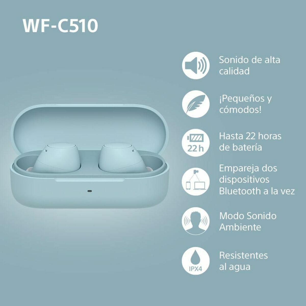 Căști in Ear Bluetooth Sony WF-C510 Albastru