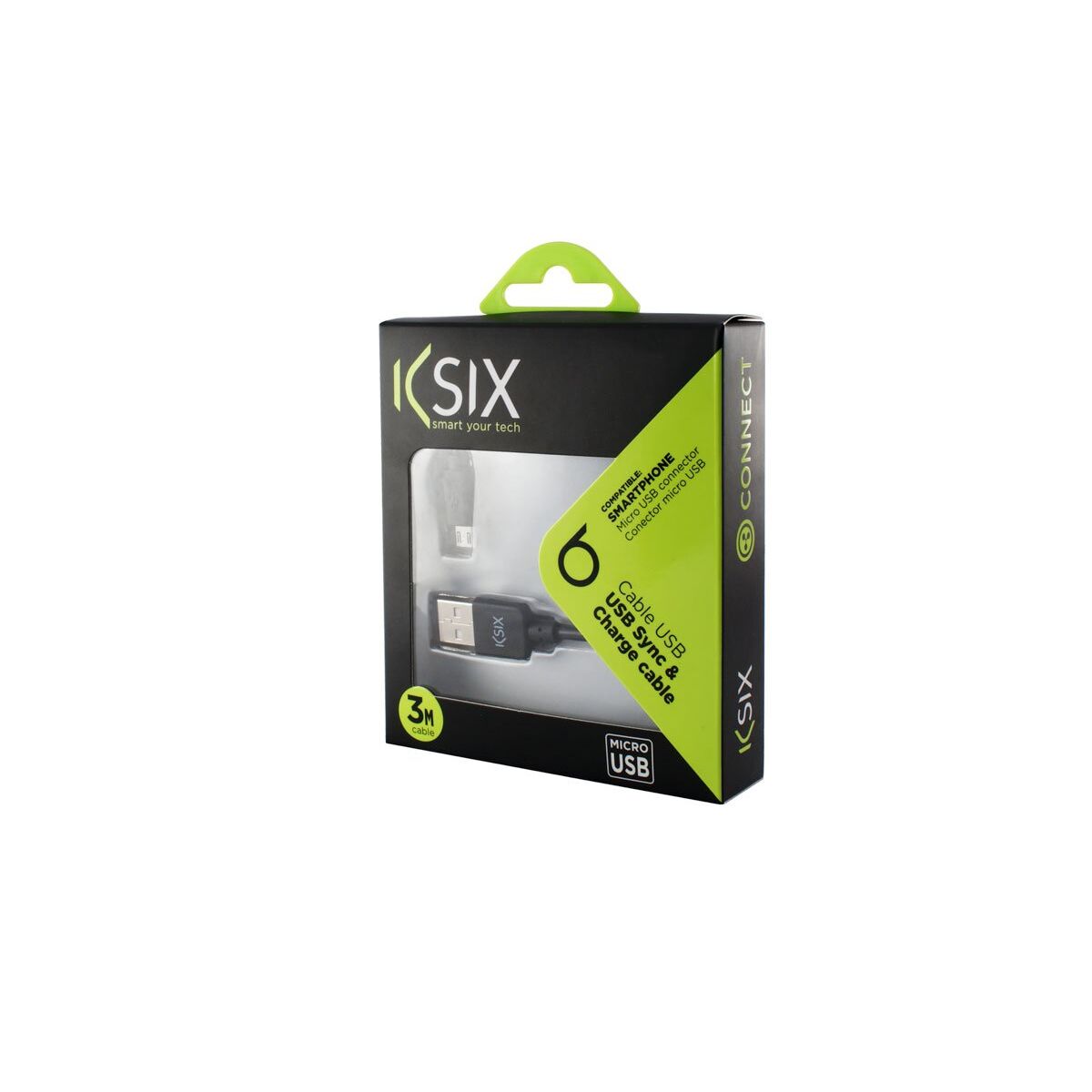 Cablu USB la micro USB KSIX B1740CU03 Negru 3 m