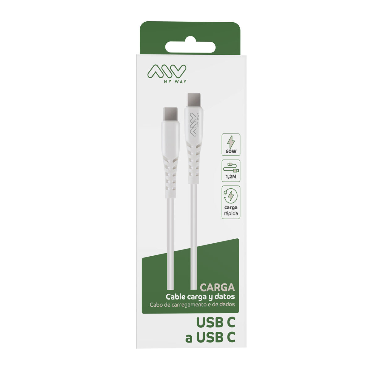 Cablu USB-C la USB-C Myway MWUSC0024 Alb