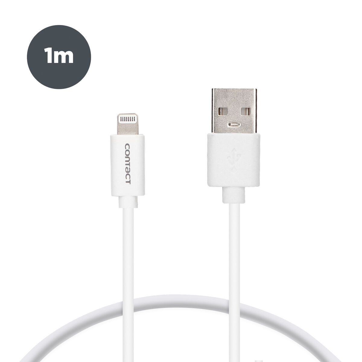 Cablu USB la Lightning Contact L0914CU01 Alb Negru