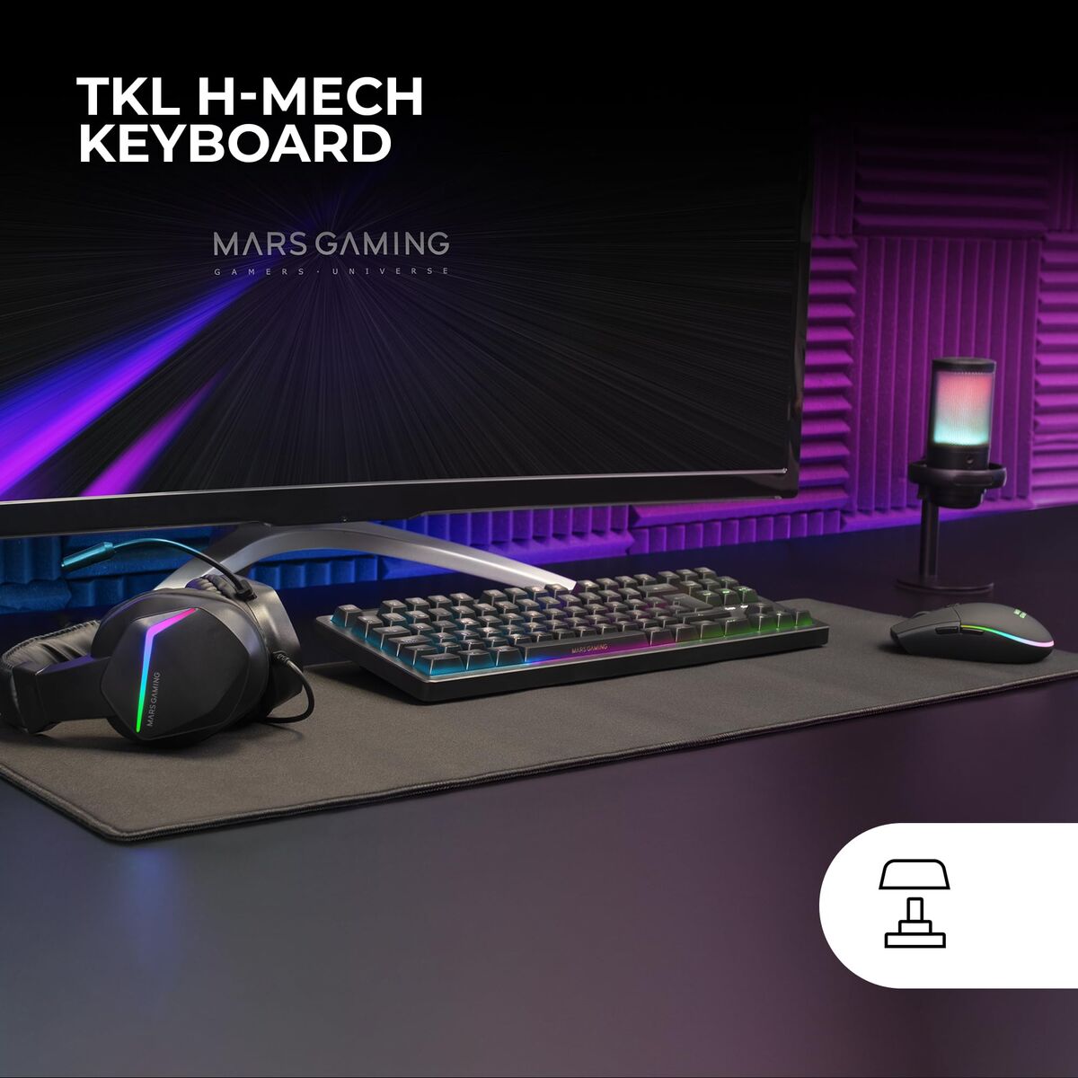 Tastatură și Mouse Mars Gaming MCPRGB3ES Negru Multicolor Qwerty Spaniolă (4 Unități)