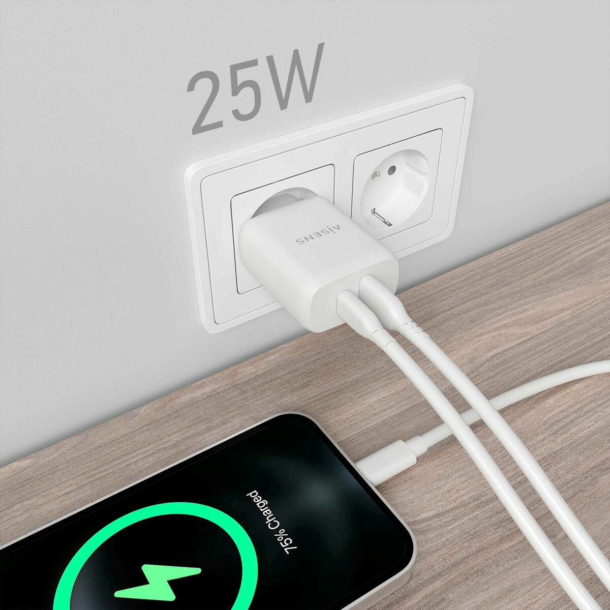 Încărcător de Perete Aisens A110-0758 Alb Multicolor 25 W 50 W
