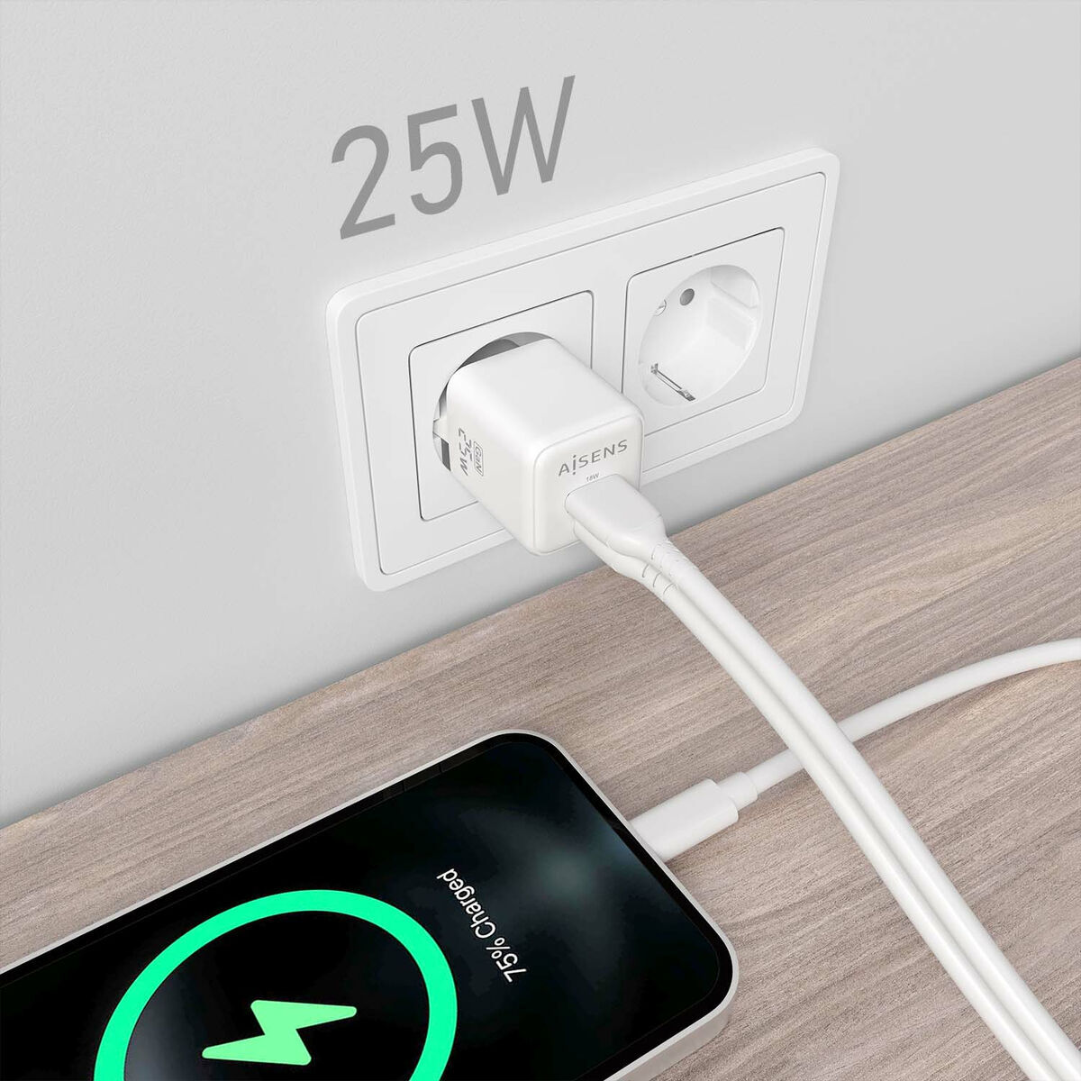 Încărcător de Perete Aisens ASCH-25W2P014-W Alb Multicolor 25 W