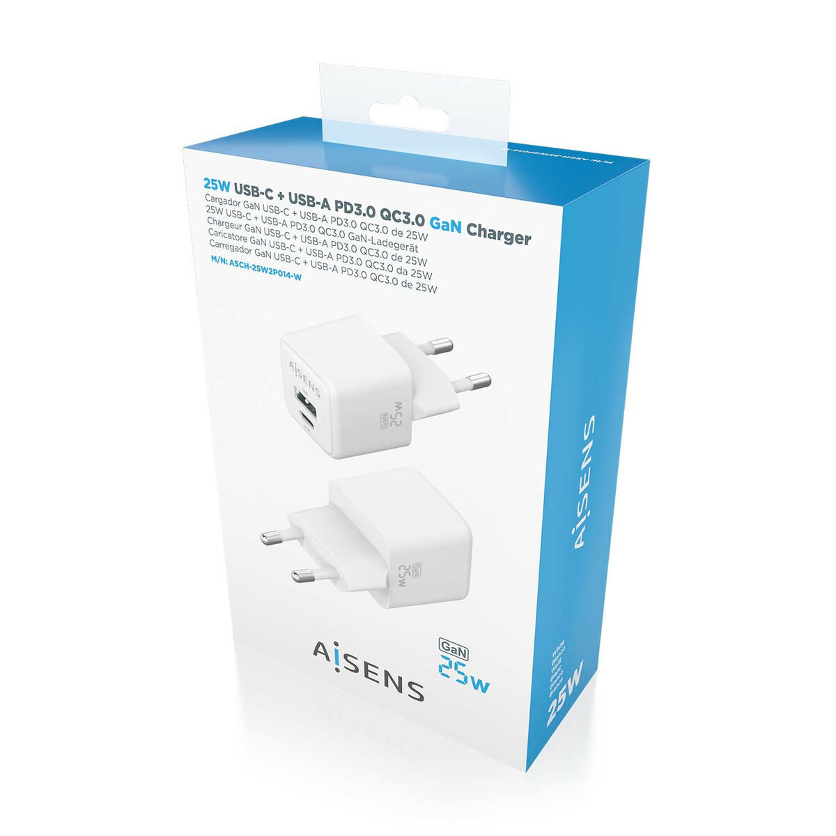 Încărcător de Perete Aisens ASCH-25W2P014-W Alb Multicolor 25 W