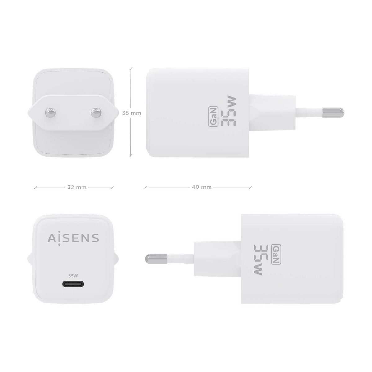 Încărcător de Perete Aisens ASCH-35W1P016-W Alb Multicolor 35 W