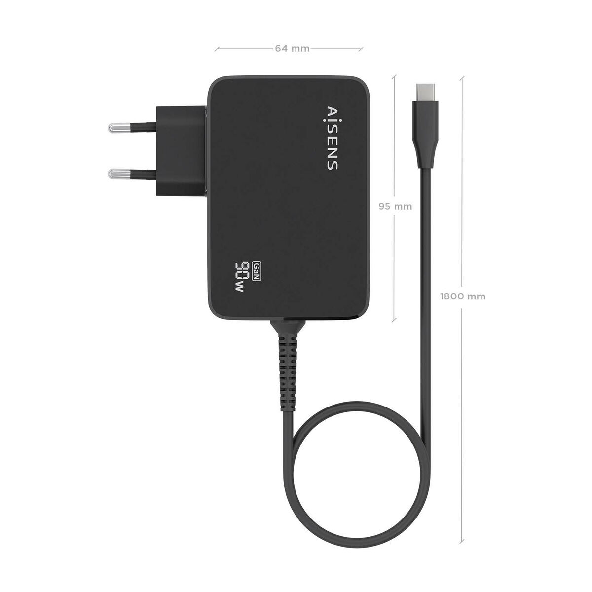 Încărcător de Perete Aisens ASCH-1PD90WL034-BK Negru Multicolor 95 W 90 W