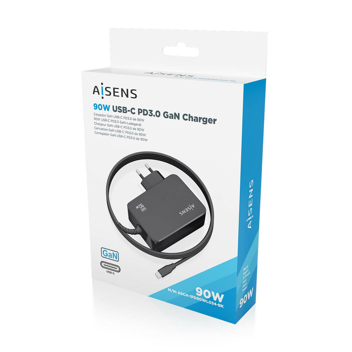 Încărcător de Perete Aisens ASCH-1PD90WL034-BK Negru Multicolor 95 W 90 W