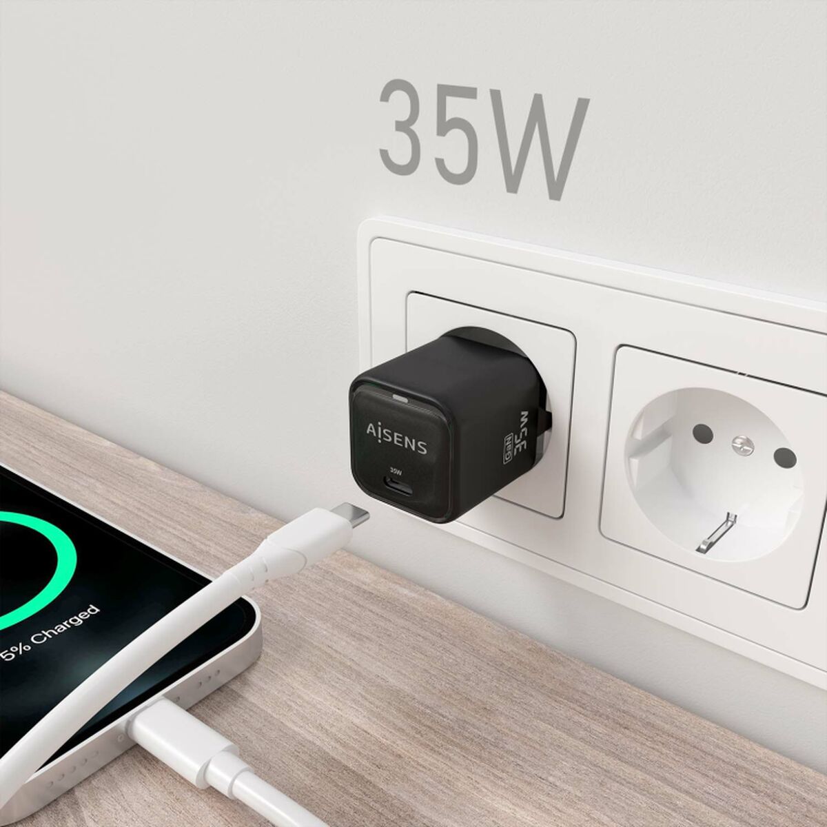 Încărcător de Perete Aisens ASCH-35W1P023-BK Negru Multicolor 35 W