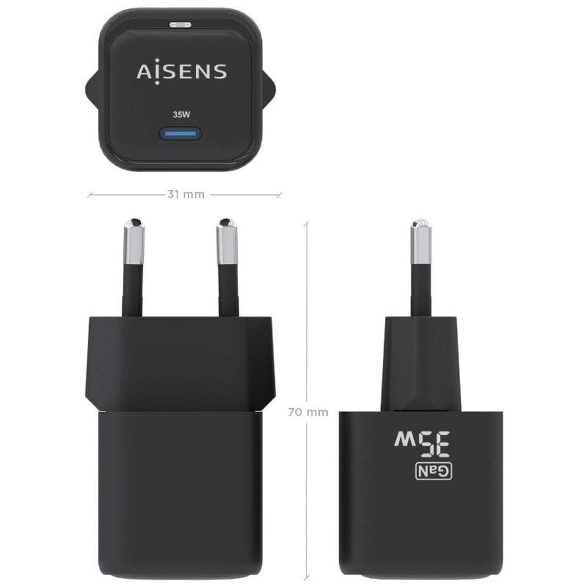 Încărcător de Perete Aisens ASCH-35W1P023-BK Negru Multicolor 35 W