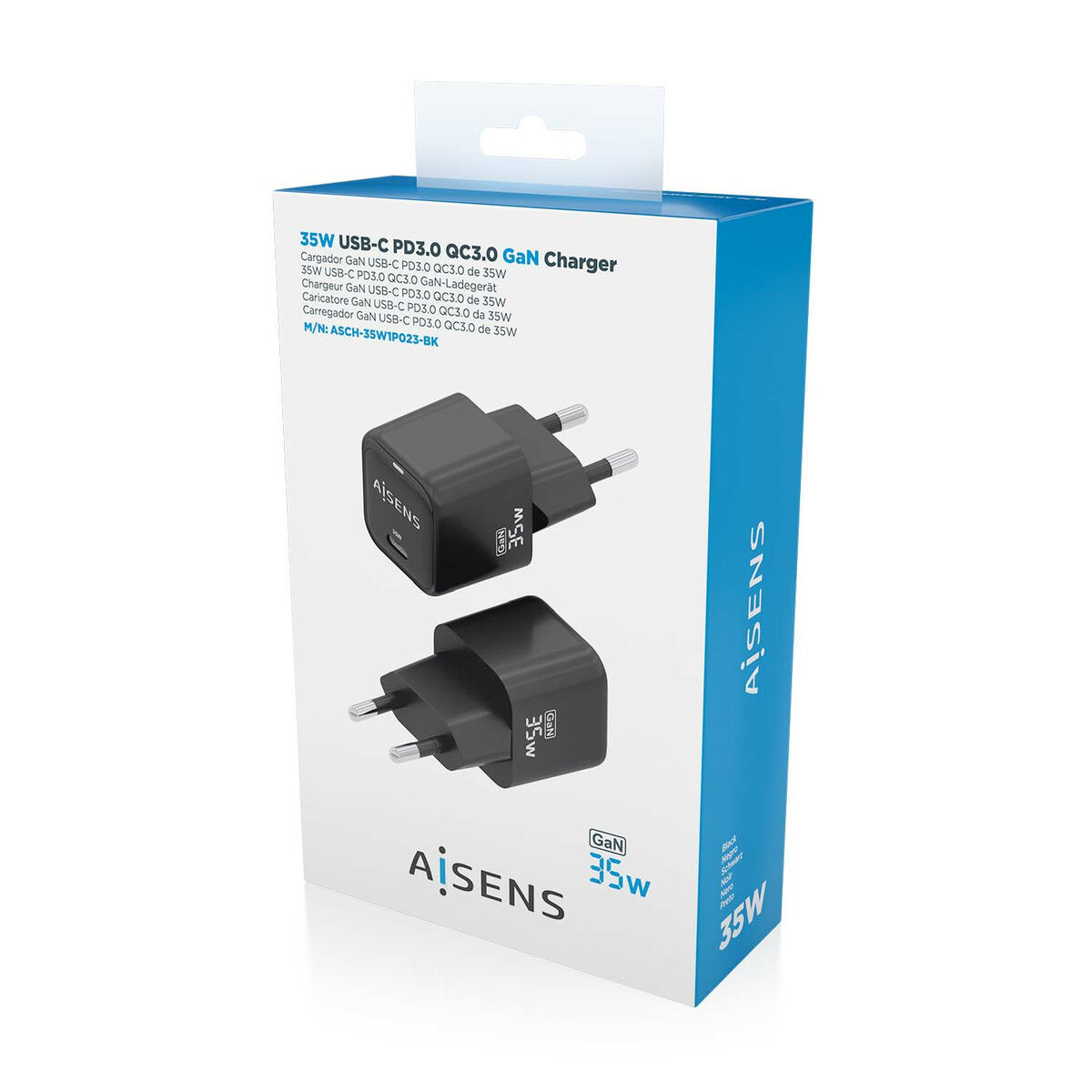 Încărcător de Perete Aisens ASCH-35W1P023-BK Negru Multicolor 35 W