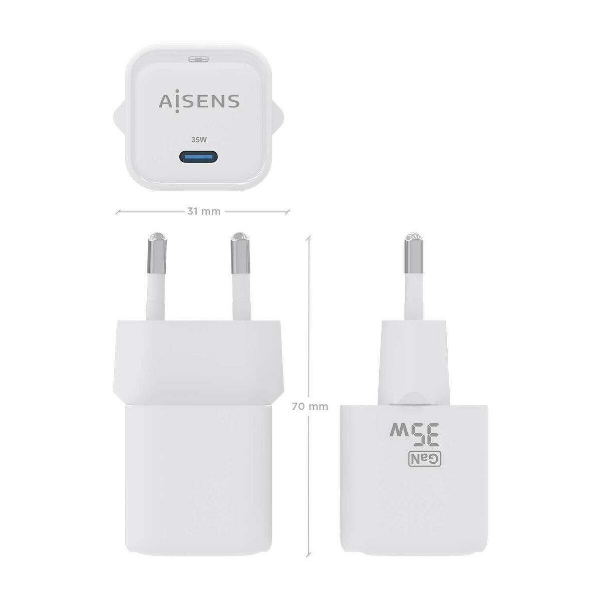 Încărcător de Perete Aisens ASCH-35W1P022-W Alb Multicolor 35 W
