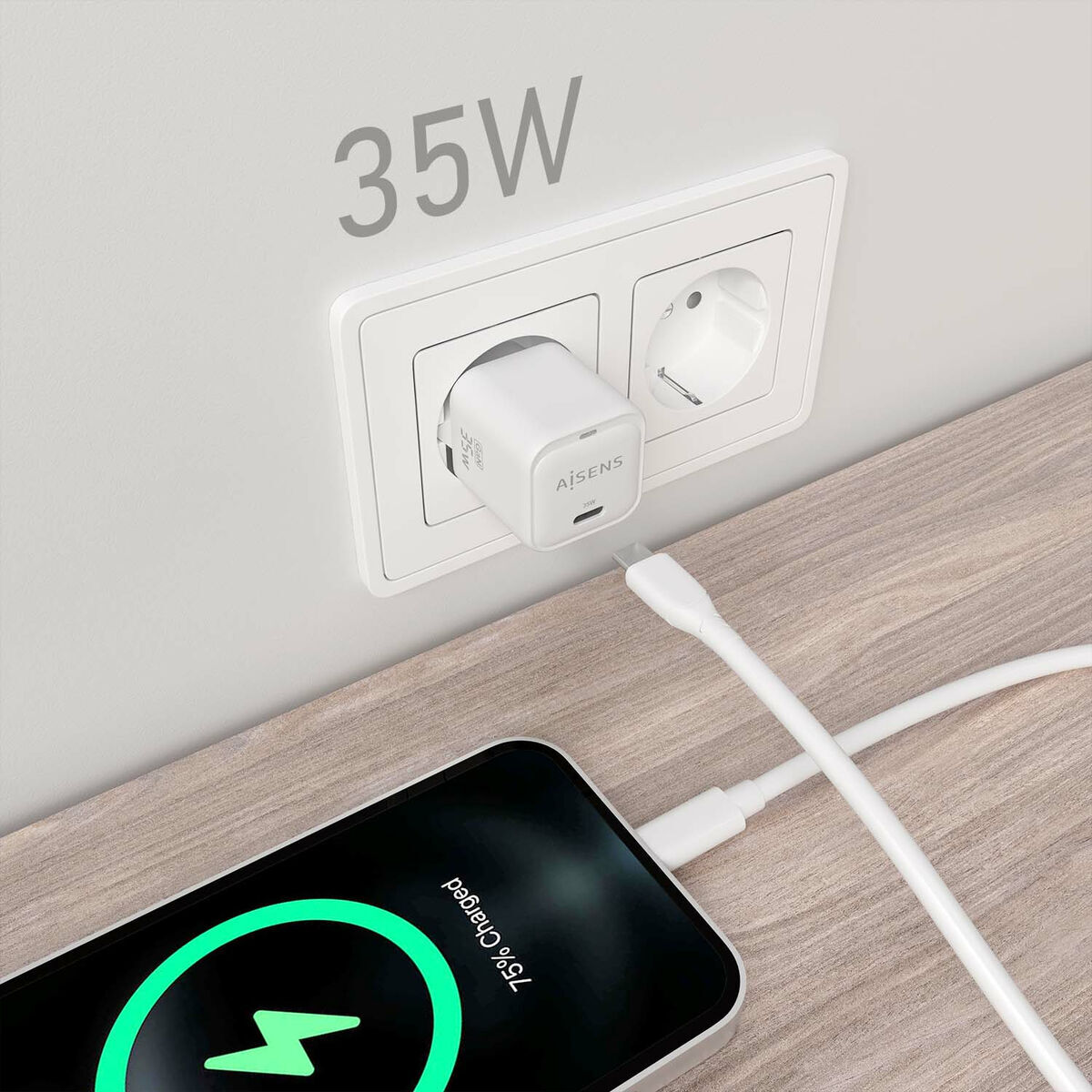 Încărcător de Perete Aisens ASCH-35W1P022-W Alb Multicolor 35 W