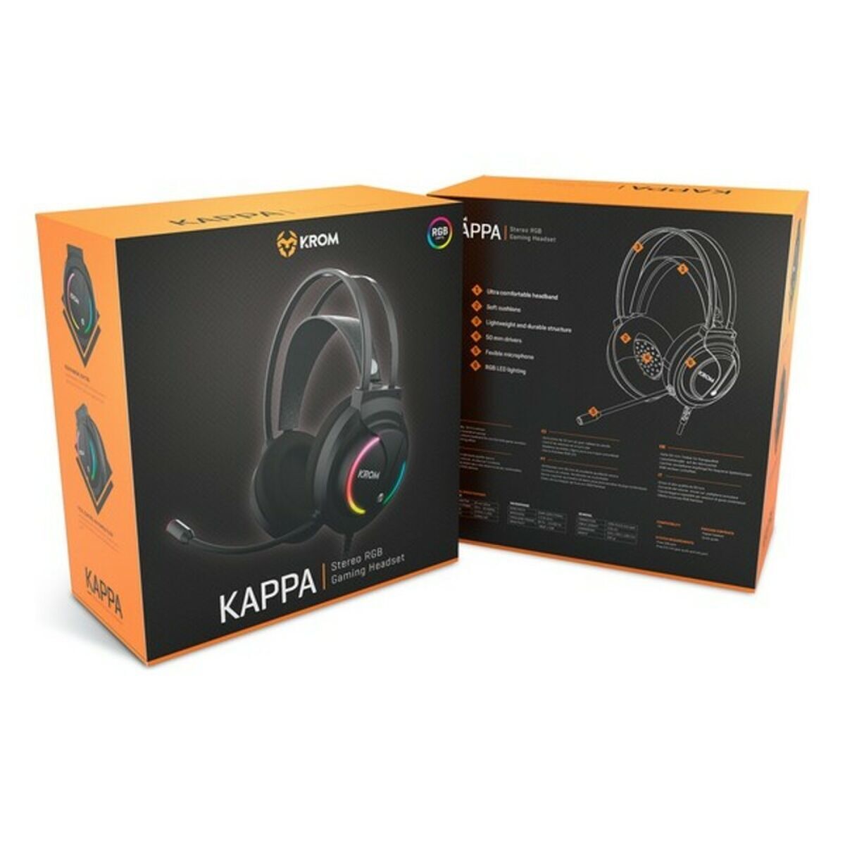 Căști cu Microfon Gaming Krom Kappa Negru