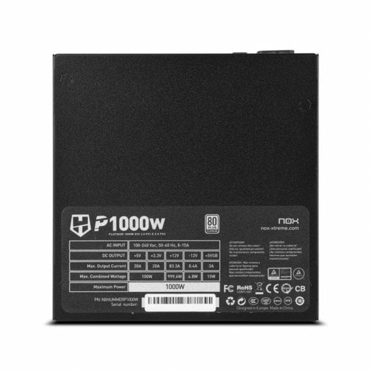 Sursă de Alimentare Nox P1000W 1000 W 80 PLUS Platinum
