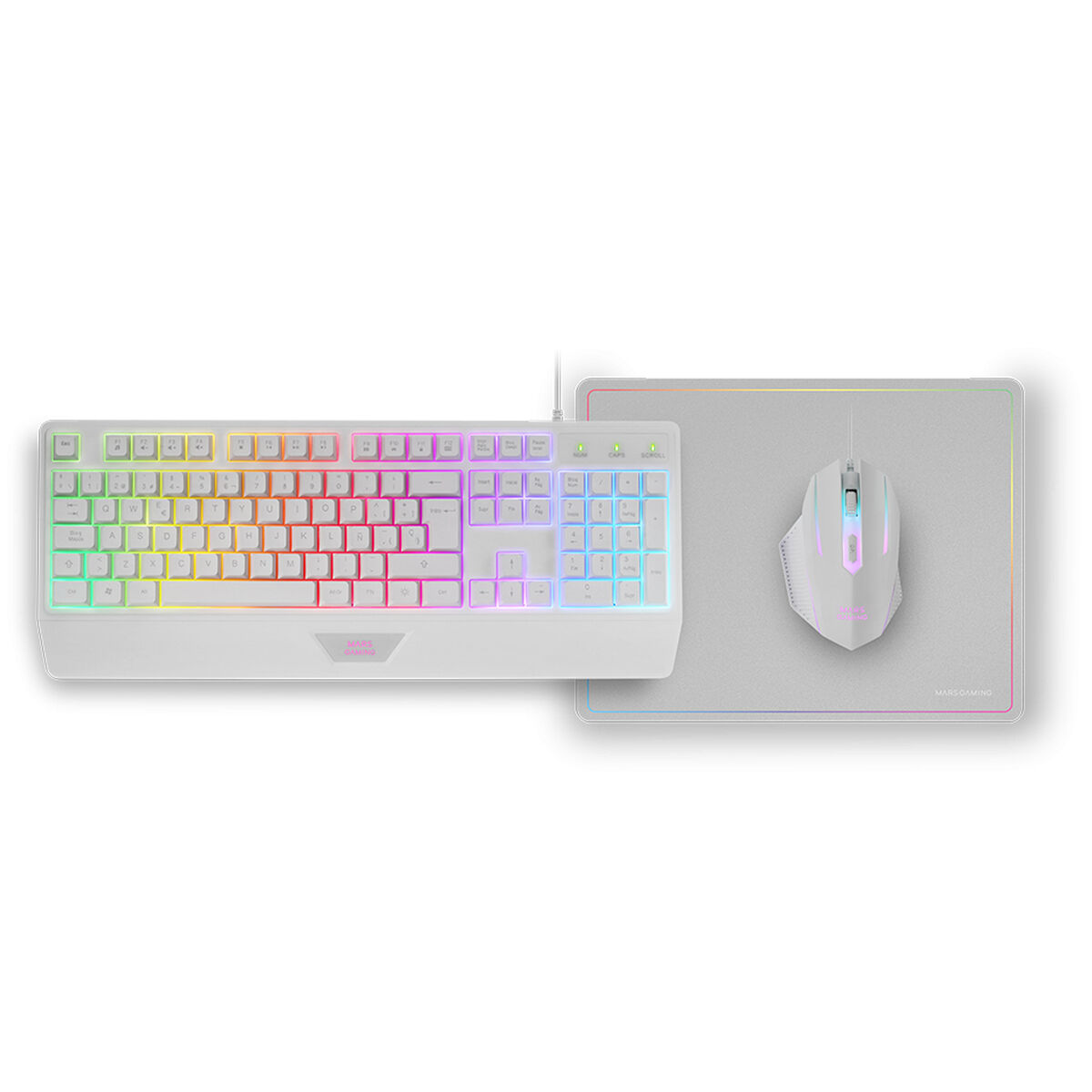 Tastatură Mars Gaming MCP124WES Alb Multicolor Qwerty Spaniolă (3 Unități)
