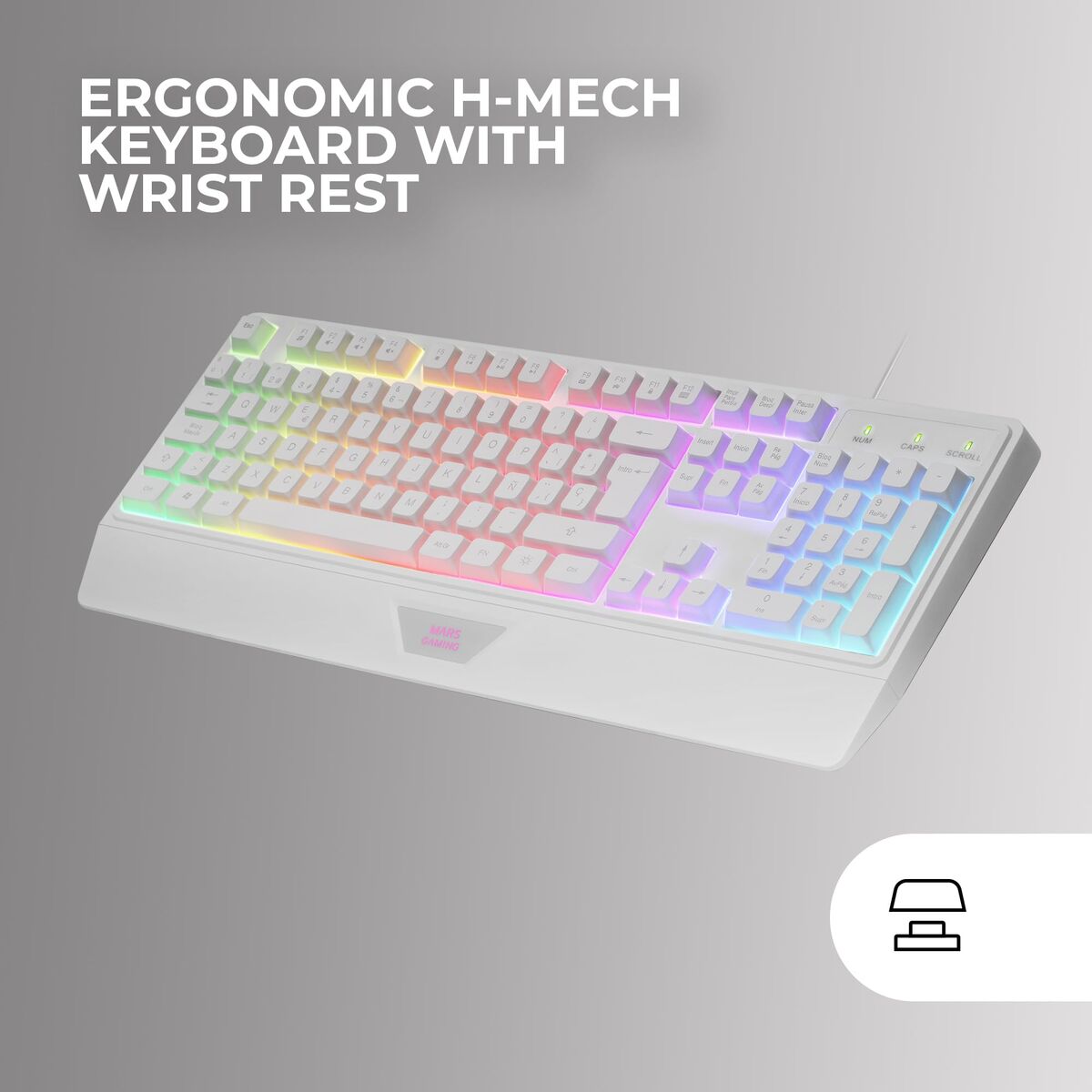 Tastatură Mars Gaming MCP124WES Alb Multicolor Qwerty Spaniolă (3 Unități)