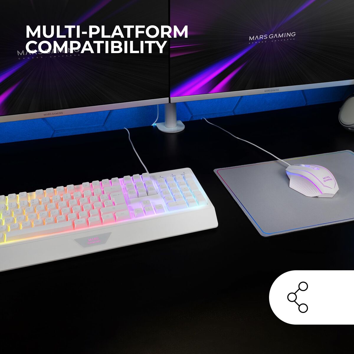 Tastatură Mars Gaming MCP124WES Alb Multicolor Qwerty Spaniolă (3 Unități)