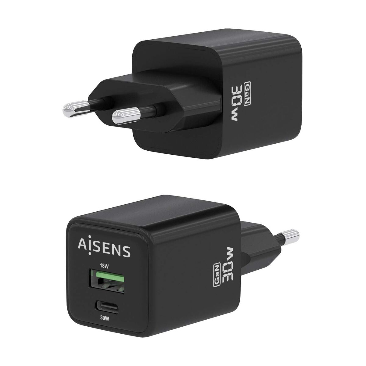 Încărcător de Perete Aisens ASCH-30W2P038-BK Negru Multicolor 33 W