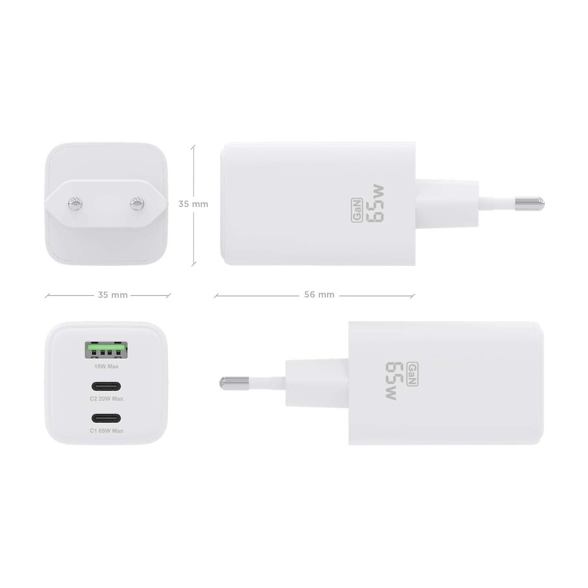 Încărcător de Perete Aisens ASCH-65W3P041-W Alb Multicolor 65 W