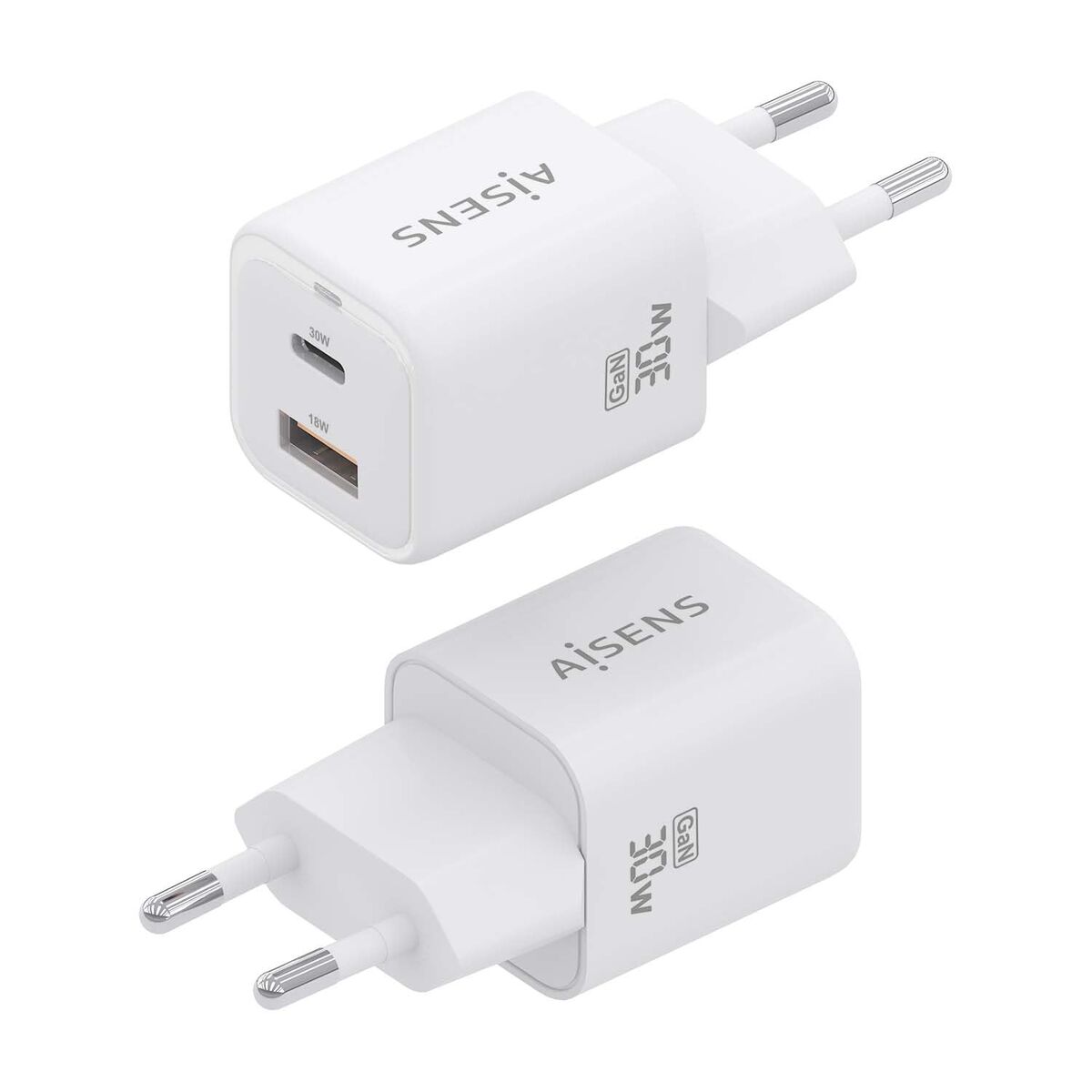 Încărcător de Perete Aisens ASCH-30W2P020-W Alb Multicolor 33 W