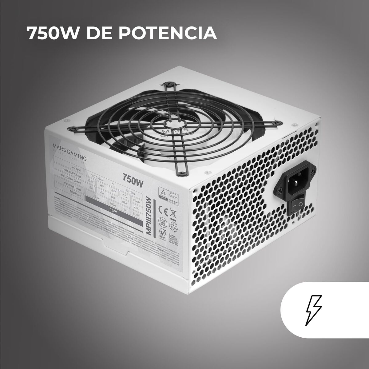Sursă de Alimentare Mars Gaming MPIII750 600 W 750 W 6 W 200 W