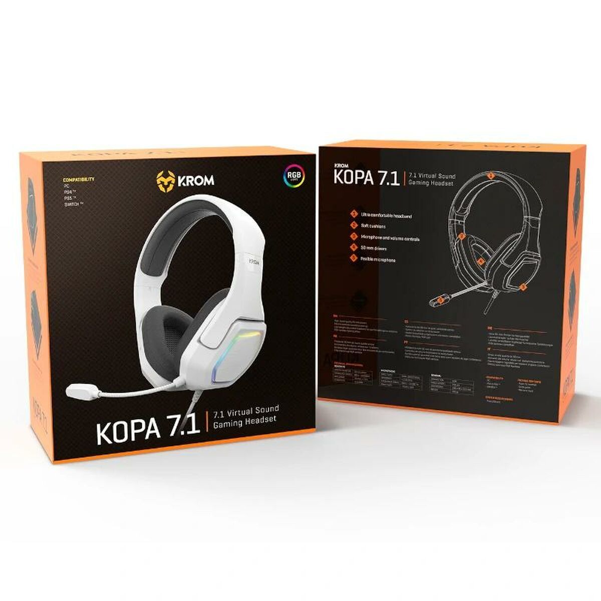 Căști Bluetooth cu Bandă de Cap Krom NXKROMKOPA71WH Alb