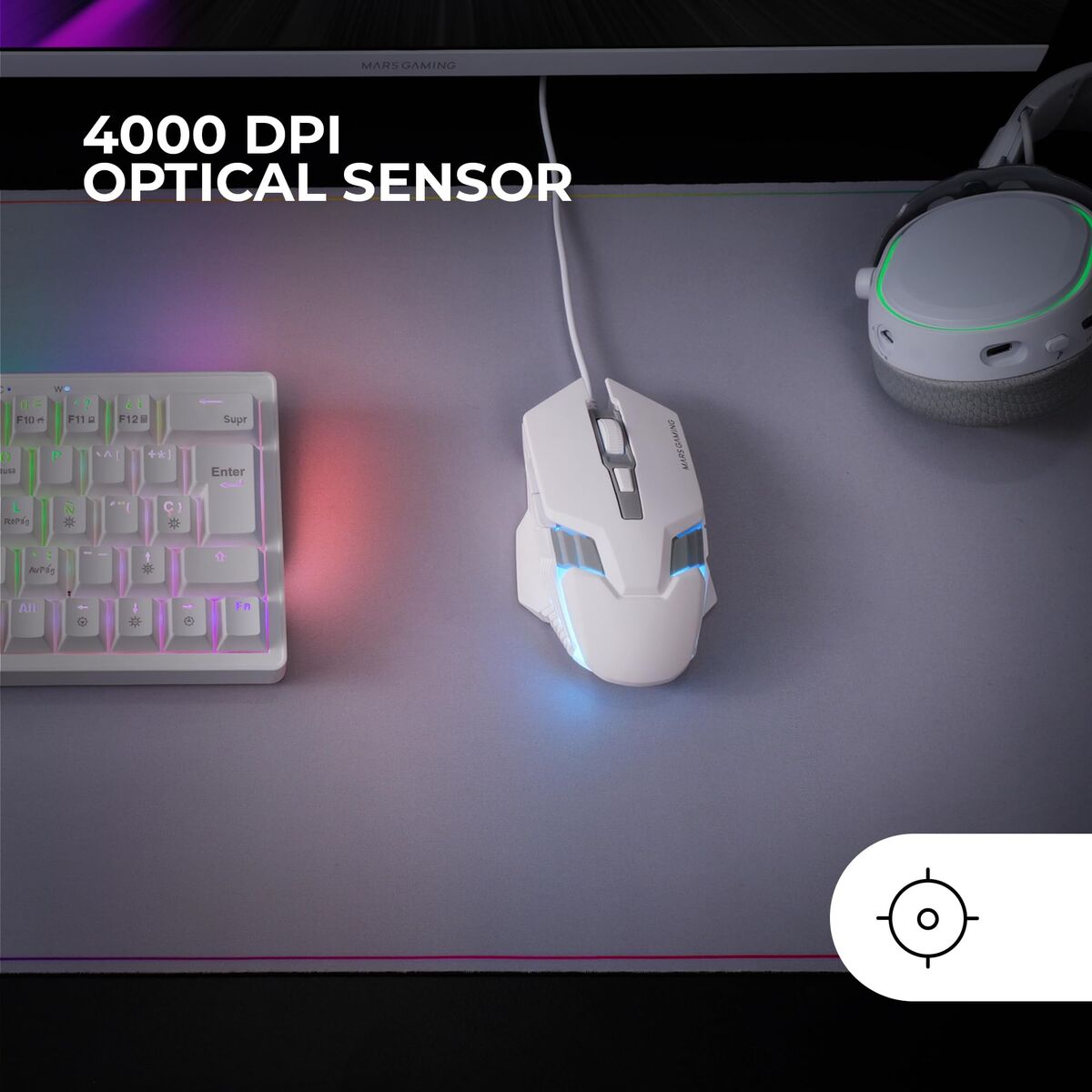 Mouse Gaming Mars Gaming MM024 WH Alb 4000 dpi