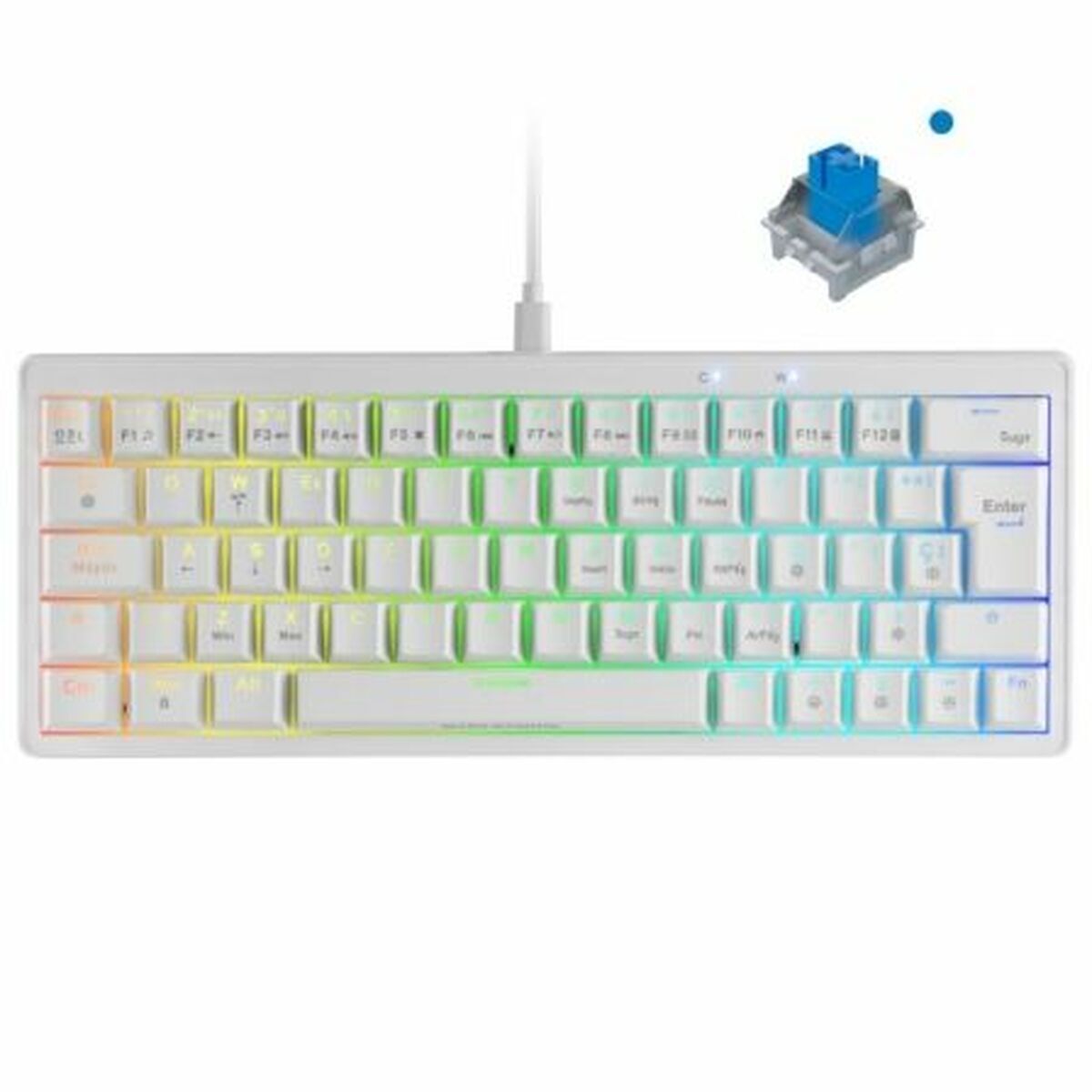 Tastatură Gaming Mars Gaming MKMINIPROWBES Qwerty US Alb