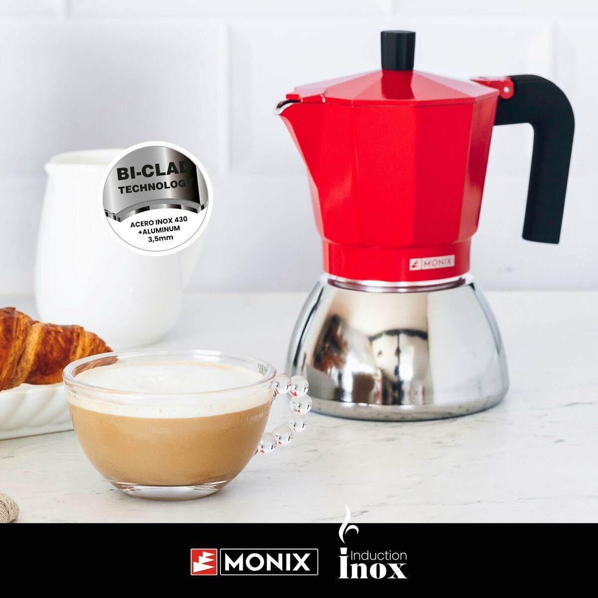 Cafetieră Italiană Monix INOX RED 6T Roșu 6 Cești