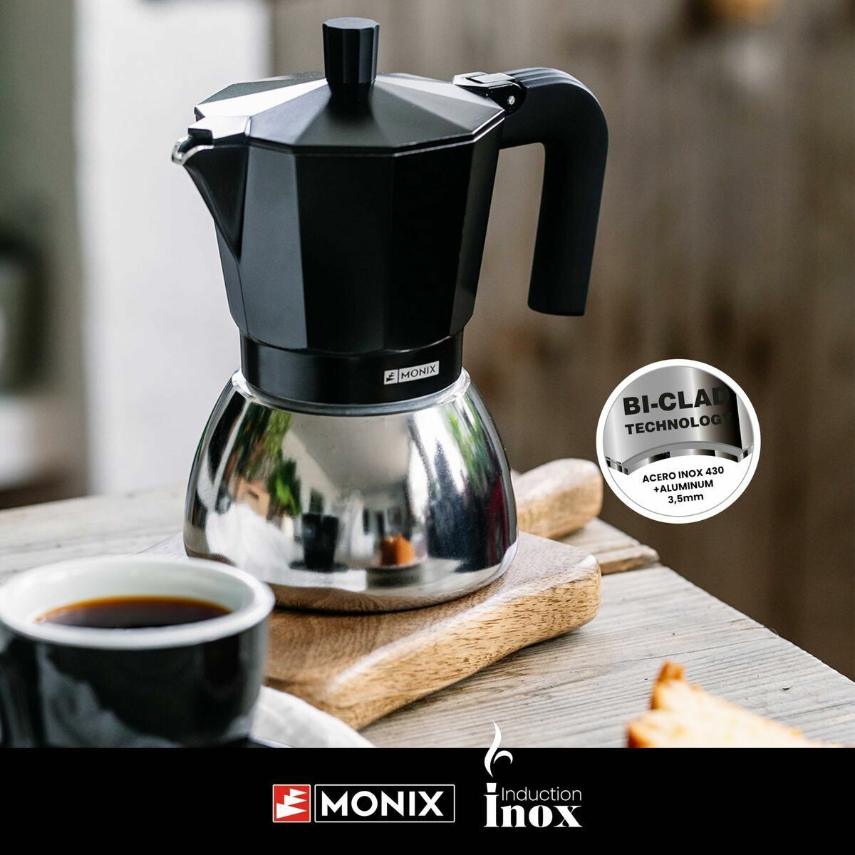 Cafetieră Italiană Monix INOX BLACK 9T Negru 470 ml