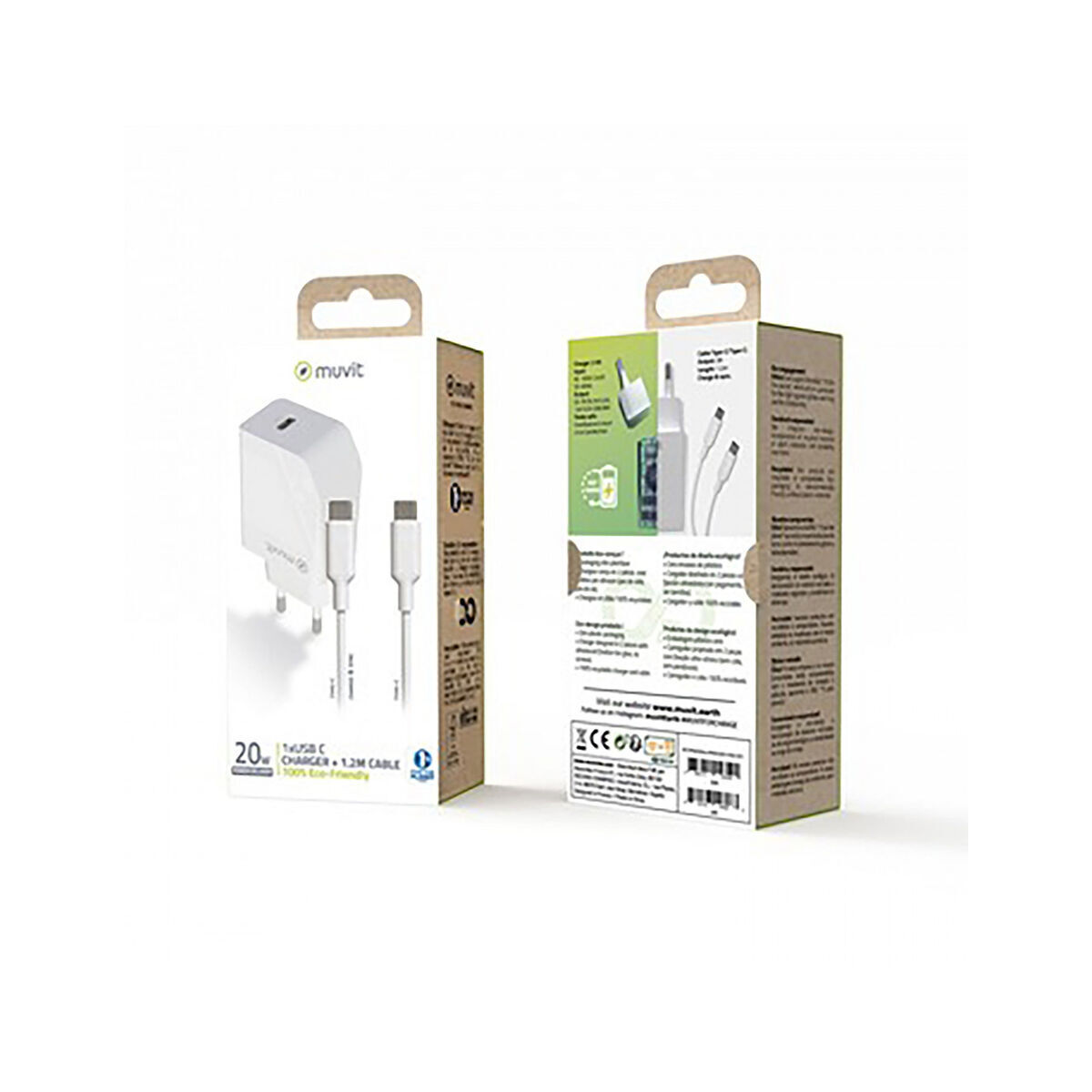 Încărcător de Perete Muvit MCPAK0044 Alb Negru 20 W