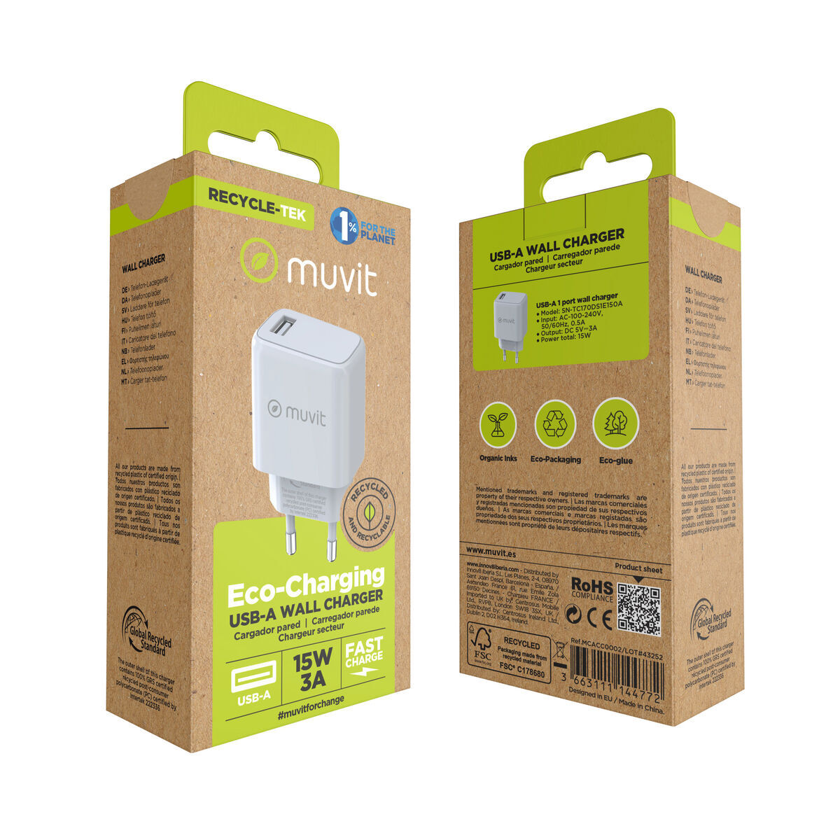 Încărcător de Perete Muvit MCACC0002 15 W Alb
