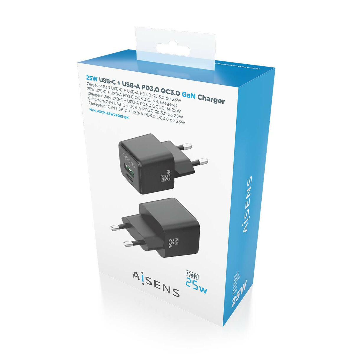 Încărcător de Perete Aisens ASCH-25W2P015-BK Negru Multicolor 25 W