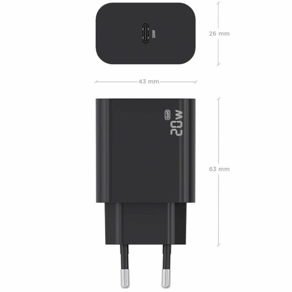 Încărcător de Perete Aisens A110-0939 Negru 20 W 50 W
