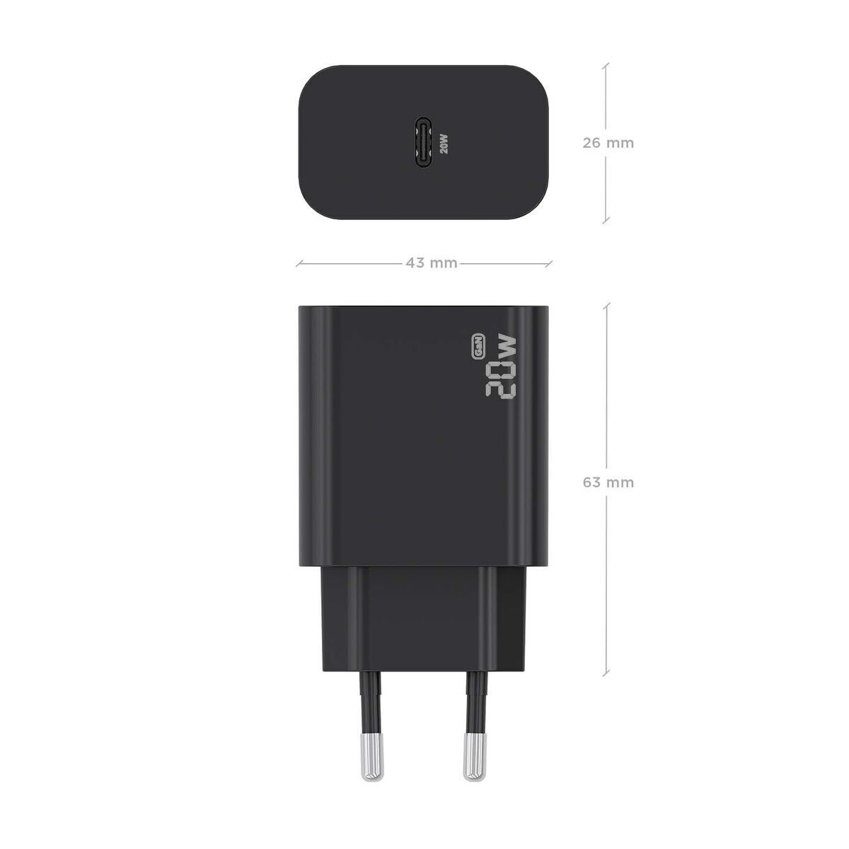 Încărcător de Perete Aisens A110-0939 Negru 20 W 50 W