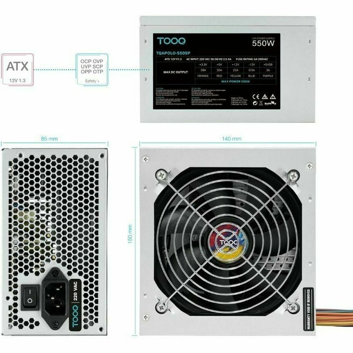 Sursă de Alimentare TooQ TQAPOLO-550SP 550 W