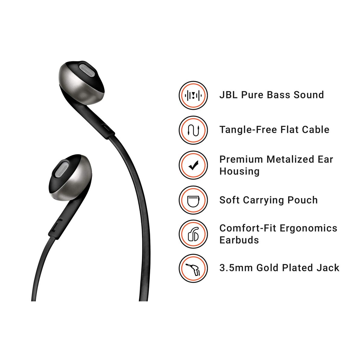 Căști cu Microfon JBL Tune 205 Negru