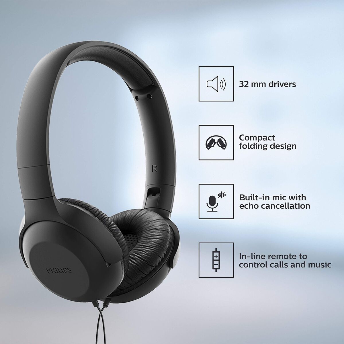 Căști cu Diademă Philips TPV UH 201 BK Negru