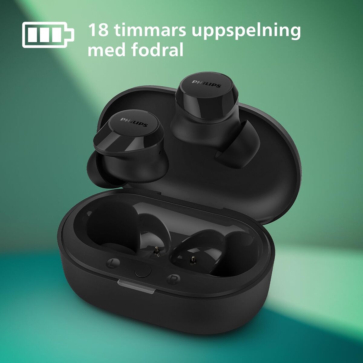 Căști fără fir cu carcasă de încărcare Philips TAT1209BK Negru