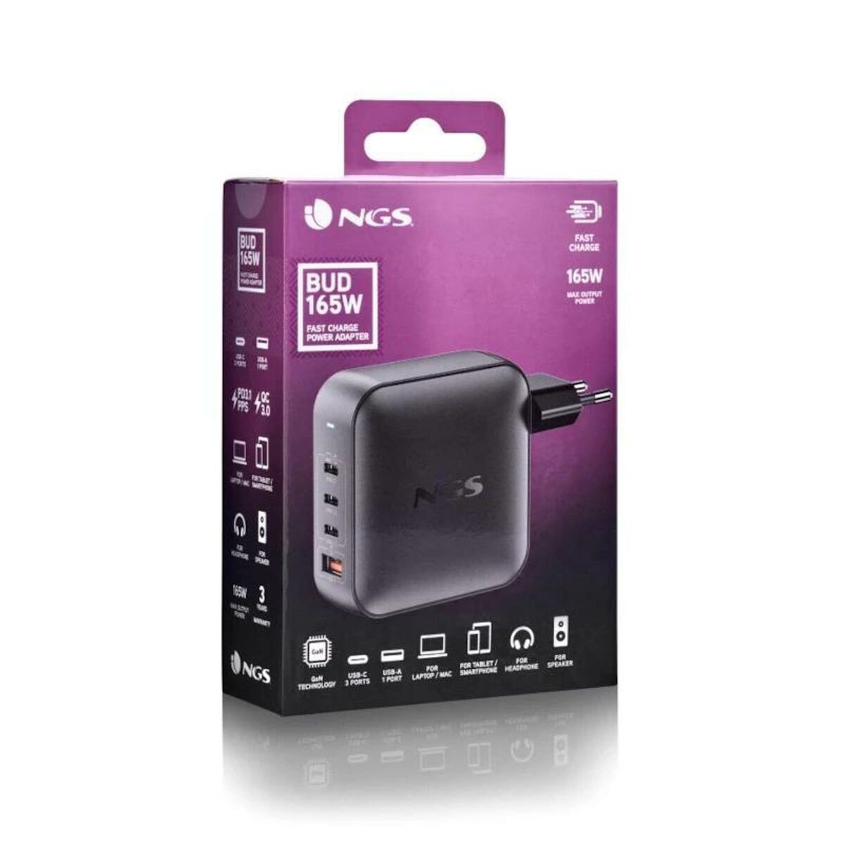 Încărcător pentru Laptop NGS ULTRARAPIDO165W Negru